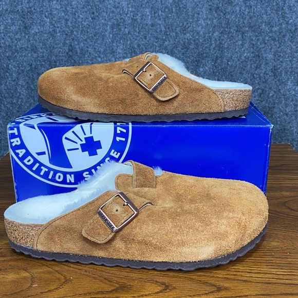 Birkenstock Boston VL Shearling Mink Suede Clogs EU41 US W10 M8 Soft Footbed NIB - Picture 2 of 10